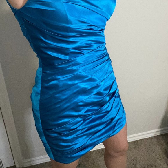 Aqua blue satin dress - Picture 6 of 12